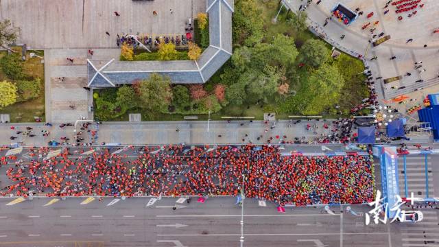 近万名跑者用运动激情点燃山水古邑。 近万名跑者用运动激情点燃山水古邑。